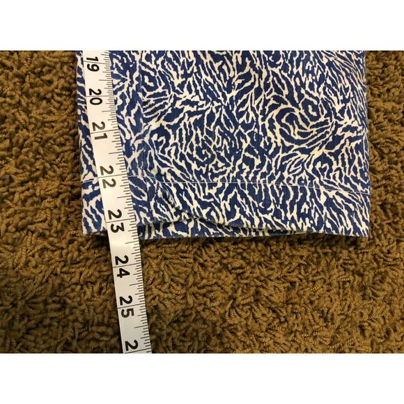 Cathy Daniels blue/white print elastic waist cropped pants women's size large - Picture 6 of 6